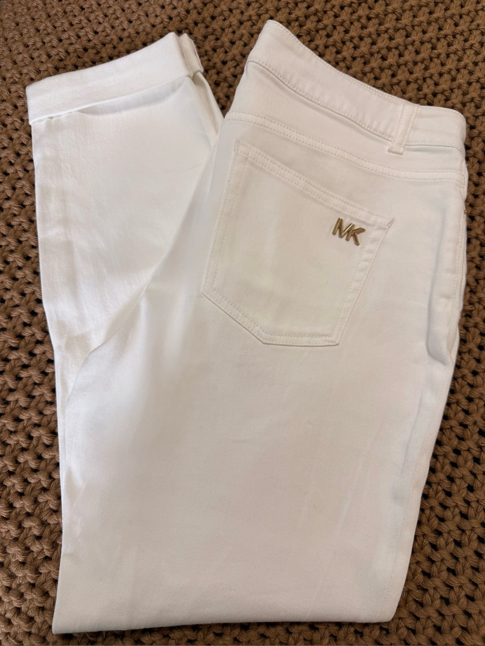 Michael Kors White Jeans with Gold MK Logo